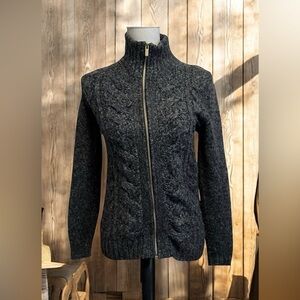 Tommy Hilfiger Gray Full Zip Fisherman Cable Knit Cardigan Sweater Jacket Size S